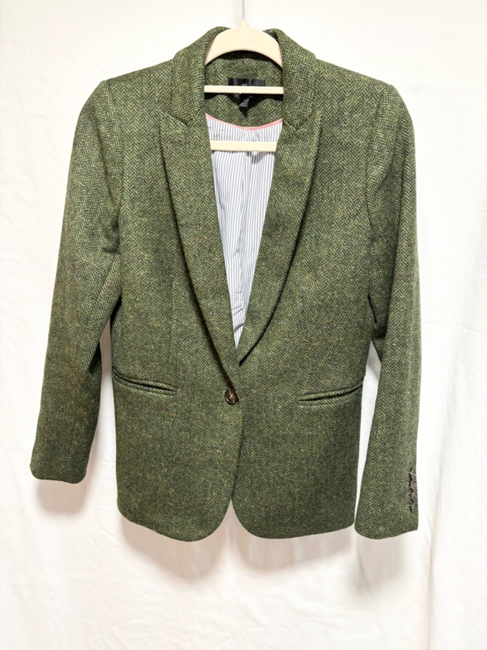 J. Crew Parke Green herringbone Tailored wool Blazer - Picture 4 of 11